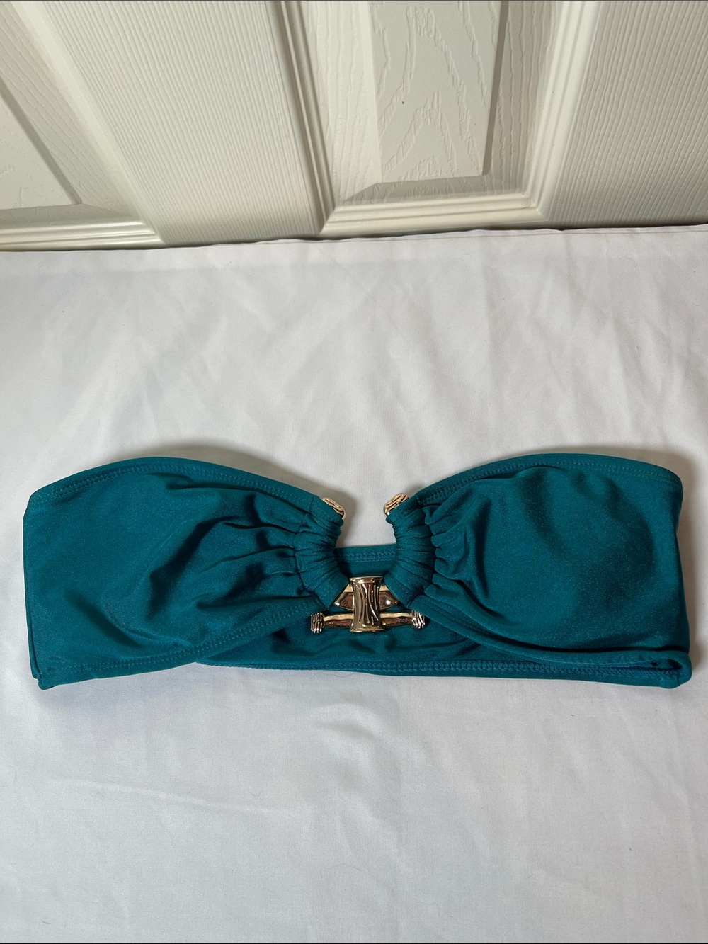 Teal Bandeau Bikini Top with Gold Accent